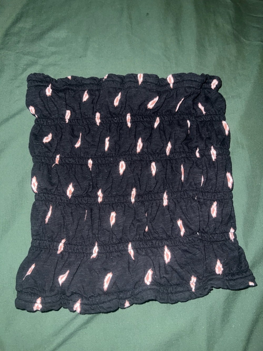 Anthropologie Black Smocked Tube Top with Faded Pink Accents